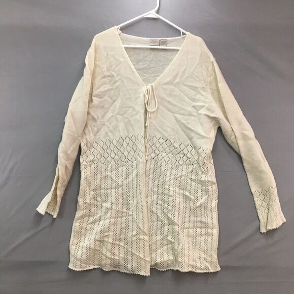 Fionini International Plus Long Sleeve Cream Knit Cardigan Size 22/24 Womens - Picture 1 of 12